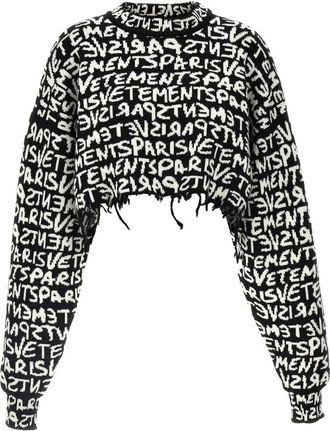 VETEMENTS Black Vetements Paris Monogram Cropped Sweater