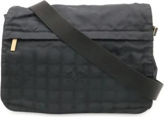 Chanel Pre-owned New Travel Line Nylon Jacquard Shoulder Bag - Dames - Vintage Schoudertas - Zwart - ONE Size - Nylon - Vintage