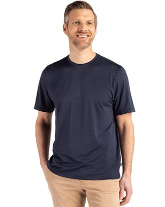 Cutter & Buck Coastline Epic Comfort Recycled Mens Short Sleeve Tee, Navy Blue, Large