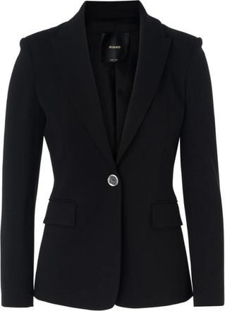 Pinko Zwart Punt Stofjas - Dames - Blazers - Zwart - L - Jassen