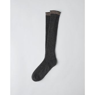 Brunello Cucinelli WomenS Lignite Wool Blend Knee High Socks, Size M