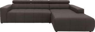 Domo Collection Ecksofa »Brandon grosse Ausführung B/T/H: 289/177/80 cm, auch in Leder und Cord« mit Kopfteilverstellung, wahlweise Sitztiefenverstellung, L-Form