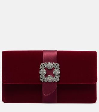 Manolo Blahnik Capri embellished velvet clutch