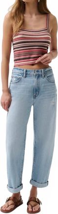 Pistola Denim Donny Bowed Wide Leg Jeans In Old Blues