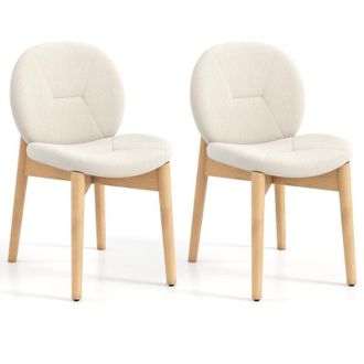 Costway Set di 2 sedie da pranzo imbottite con gambe in legno di caucci&ugrave;, seduta e schienale curvi, senza braccioli per ufficio e soggiorno Stanza
