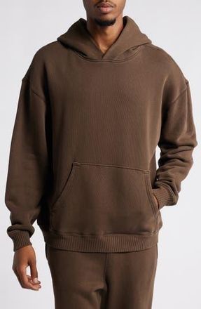 Elwood Core Oversize Organic Cotton Brushed Terry Hoodie in Vintage Chocolate at Nordstrom Rack, Size Medium