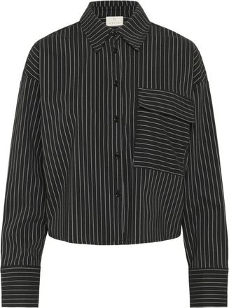 Kaffe Gestreepte Shirt Blouse Zwart / Krijt - Dames - Overhemden - Zwart - XL - Polyester - Overhemden
