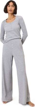 Pact Dream Rib Wide Leg Lounge Pant Made With Organic Cotton in Heather Grey at Nordstrom, Size Xx-Large