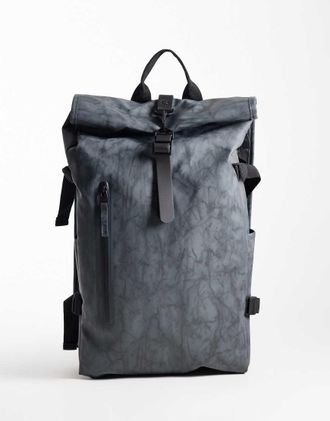 Rains 14590 zaino grande rolltop stampato grigio impermeabile