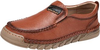 Generic Mens Leather Slip On Loafers Non Slip Breathable Business Shoes Easy Wear Without Lacing Trainers Plus Size Comfy Sneakers for Indoor Outdoor Athletic