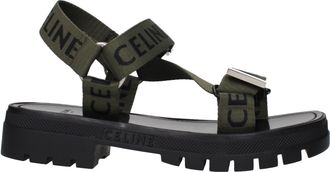 Celine Hombress Sandalias Tela Verde/Negro