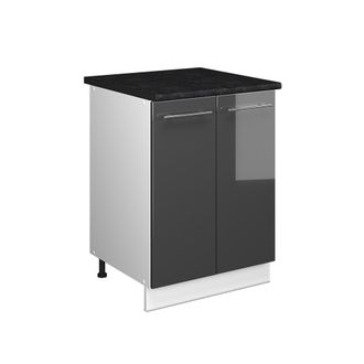 Vicco Mueble Bajo Para Fregadero Fame-line, Antracita Alto Brillo/blanco, 60 Cm, Vicco