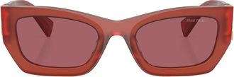 Miu Miu Eyewear logo-plaque rectangle-frame sunglasses - women - Acetate/Polyamide - 53 - Red