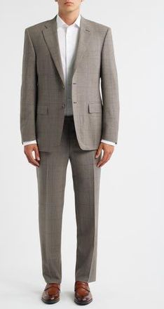 Canali Siena Regular Fit Brown Glen Plaid Impeccabile Wool Suit in Beige at Nordstrom Rack, Size 44 Us / 56 Eu Regular