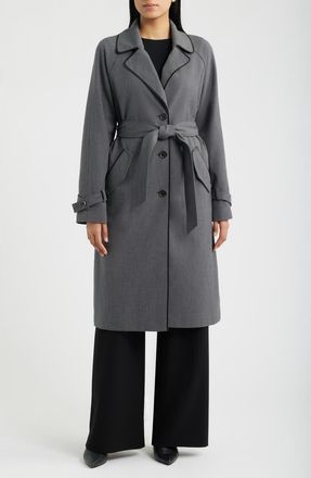 Via Spiga Stretch Gabardine Trench Coat in Charcoal at Nordstrom, Size Xx-Large