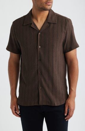 Robert Barakett Pedri Crepe Textured Camp Shirt in Espresso at Nordstrom, Size Xx-Large