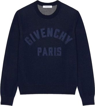 Givenchy Truien & Vesten, Heren, Blauw, M, Katoen, Paris Knit Sweater