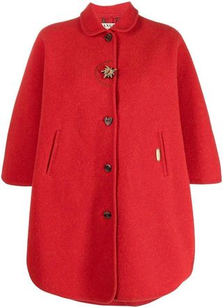 A.N.G.E.L.O. Vintage Cult 1980s buttoned curve-shaped coat - women - Virgin Wool - S - Red