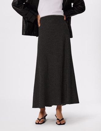 Whistles Mini Spot Maxi Skirt in Blk/white at Nordstrom, Size 12