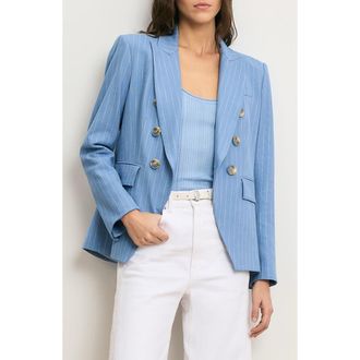 Veronica Beard Miller Pinstripe Dickey Jacket in Blue Jay Dove at Nordstrom, Size 00