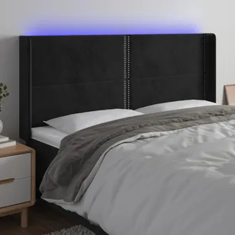 vidaXL Cabecero Con Led De Terciopelo Negro 183x16x118/128 Cm Vidaxl