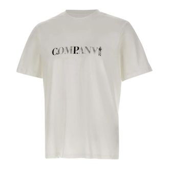 C.P. Company T-Shirts, male, White, Size: XL Jersey 30/1