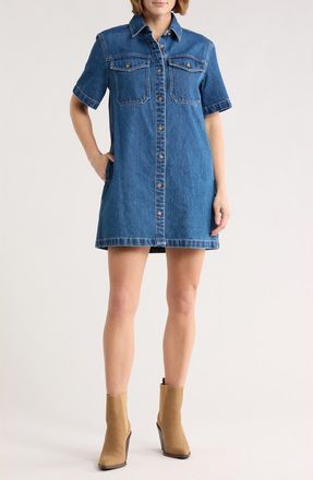 Madewell Oversize Denim Mini Shirtdress in Demarco Wash at Nordstrom Rack, Size Xx-Small