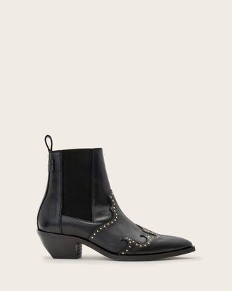 AllSaints Denver Studded Leather Western Boots