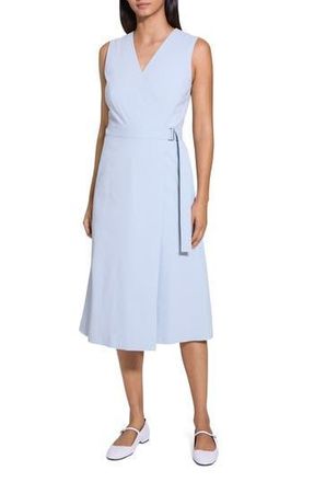 Theory Sleeveless Linen Blend Wrap Dress in Pearl Blue at Nordstrom Rack, Size 4