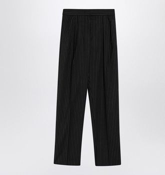Max Mara Womens Black Pinstriped Wool Trousers - Size EU 38 (Womens)