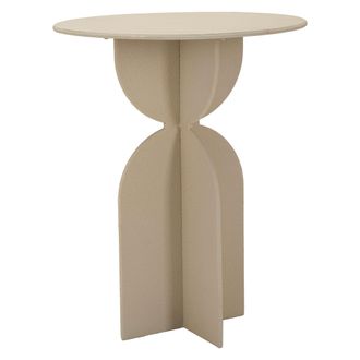 Dmora Mesa De Centro Fanotalo, Forma Redonda, Color Superior Blanco, Estructura Crema, 45x45x58h Cm Blanco Crema