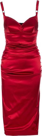 Dolce & Gabbana Red Draped Satin Dress