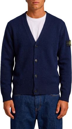 Stone Island Navy Blue V Neck Cardigan
