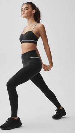 Alo | Airbrush High-Waist Fast Track Legging in Black/White, Size: Medium