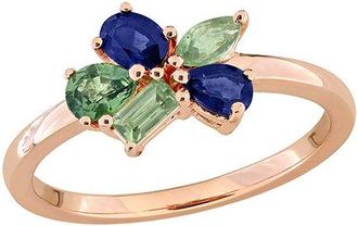 Rina Limor Rose Gold Over Silver 1.43 Ct. Tw. Blue Sapphire, Dark Green Sapphire, Light Green Sapphire, Light Green Sapphire -B