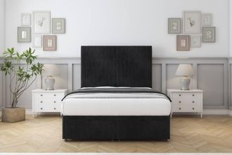 Comfort Beds Royal Naples Ottoman Bed Set With 26 Strutted Headboard in Black | Size: Double