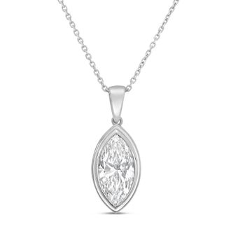 Diana M. Jewels 14kt white gold 1.00 ct lab grown marquise bezel with bail pendant