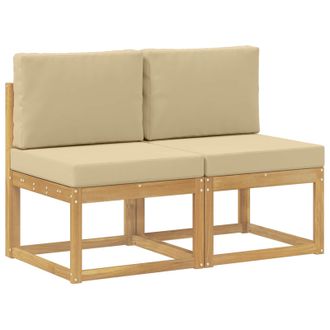 vidaXL 2 Pieza Sof&aacute; Intermedio De Exterior Madera De Acacia S&oacute;lida Vidaxl