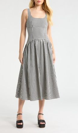 ASTR the Label Cara Gingham Dress in Black Gingham at Nordstrom, Size X-Large