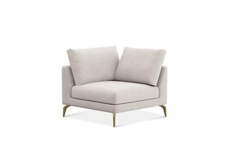 Castlery Lena Corner Sofa Customized, Cream Performance Fleece, Brass Legs, Spill Resistant, Removable Covers for Sofas, Castlery