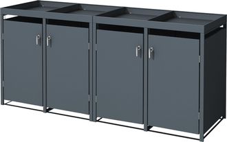 ML Design Ml-design 4x Cobertizos Para Ocultar Cubos De Basura 240l Antracita 264x80x124 Cm Caseta De Acero Con Cerradura Y Puerta Incluye Cubierta Para Jardine