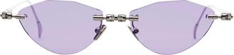 Kuboraum Rimless Gunmetal Zonnebril met Lila Lens - Dames - Zonnebrillen - Grijs - ONE Size - Accessoires