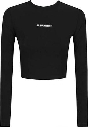 Jil Sander Black Logo Crew Neck Top