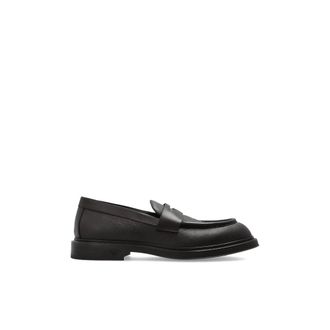 Emporio Armani Pebbled Leather Loafers - Heren - Loafers - Bruin - 43 1/2 EU - Leer - Schoenen