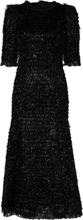 Dolce & Gabbana Metallic Black Polyester A-line Midi Womens Dress