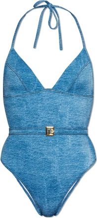 Balmain Denim One-piece Badpak - Dames - Badpakken - Blauw - XS - Denim - Badmode