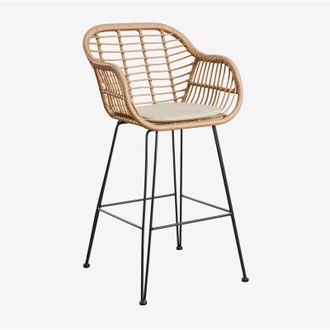 Sklum Taburete Alto En Mimbre Sint&eacute;tico Zole Sklum