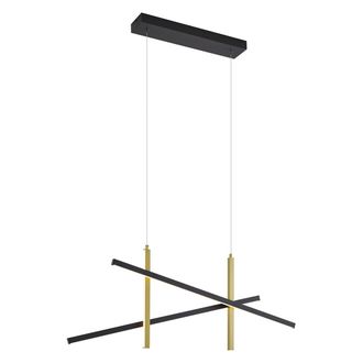 QAZQA Qazqa L&aacute;mpara Colgante De Dise&ntilde;o X Negra Con Dorado Incl. Led