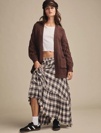 Lucky Brand Womens Textured Sleeve Cardigan