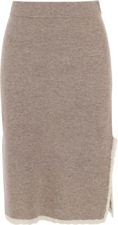 The Garment Como Rok - Dames - Midirokken - Beige - S - Wol - Rokken